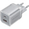 Зарядний пристрій VENTION 1xUSB-C, 1xUSB-A GaN Charger 70W Transparent Gray (FCGH0-EU)