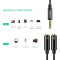 Кабель UGREEN AV141 mini-jack 3.5mm (M) - 2xmini-jack 3.5mm (F) 0.2м Black (30620)