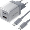Зарядний пристрій VENTION 1xUSB-C, 1xUSB-A GaN Charger 70W Gray w/Type-C cable (TZ-FCGH0-EU)