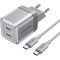 Зарядний пристрій VENTION 2xUSB-C GaN Charger 45W Gray w/Type-C cable (TZ-FCFH0-EU)