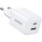 Зарядний пристрій UGREEN X514 20W 1xUSB-C, 1xUSB-A GaN Fast Charger White (65006)