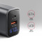 Зарядний пристрій AXAGON 1xUSB-A QC4.0, 1xUSB-C PD45W, LCD Black
