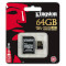 Карта памяти KINGSTON microSDXC Gold 64GB UHS-I U3 Class 10 + SD-adapter (SDCG/64GB)