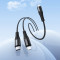 Кабель HOCO X123 Victory 2-in-1 Type-C to Type-C/Lightning 1м Black