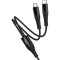 Кабель HOCO X123 Victory 2-in-1 Type-C to Type-C/Type-C 1м Black