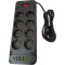 Мережевий фільтр XOKO SP-8-4-2 (F34U) Black, 8 розеток, 2xUSB-C, 4xUSB, 2м