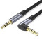 Кабель VENTION Male to Male Angled Audio Cable mini-jack 3.5mm 1м Black (BANHF)