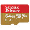 Карта памяти SANDISK microSDXC Extreme 64GB UHS-I U3 V30 A1 Class 10 + SD-adapter (SDSQXAF-064G-GN6MA)