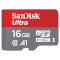 Карта пам'яті SANDISK microSDHC Ultra 16GB UHS-I A1 Class 10 + SD-adapter (SDSQUAR-016G-GN6MA)