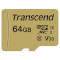 Карта памяти TRANSCEND microSDXC 500S 64GB UHS-I U3 V30 Class 10 + SD-adapter (TS64GUSD500S)
