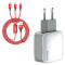 Зарядное устройство BASEUS Letour Dual USB Charger White w/3-in-1 cable (TZCL-D92)
