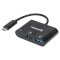 Порт-репликатор MANHATTAN USB3.1 Type-C -> USB3.0/HDMI/USB-C (F) Black (152037)