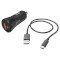 Автомобильное зарядное устройство HAMA Car Charger Kit QC3.0 Black w/Type-C cable (00178394)