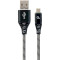 Кабель CABLEXPERT Premium Cotton Braided Micro-USB 1м Black/White (CC-USB2B-AMMBM-1M-BW)