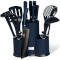 Набір кухонних ножів на підставці BERLINGER HAUS Metallic Line Aquamarine Edition 12пр (BH-6249)