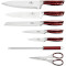 Набір кухонних ножів на підставці BERLINGER HAUS Metallic Line Burgundy Edition 8пр (BH-2459)