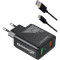 Зарядное устройство GRAND-X CH-850 1xUSB-A, QC3.0, 22.5W Black w/Type-C cable (CH-850T)
