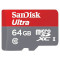 Карта памяти SANDISK microSDXC Ultra 64GB UHS-I Class 10 + SD-adapter (SDSQUNC-064G-GN6IA)