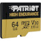 Карта памяти PATRIOT microSDXC EP 64GB UHS-I U3 V30 Class 10 + SD-adapter (PEF64GE31MCH)