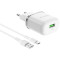 Зарядное устройство BOROFONE BA36A High Speed 1xUSB-A, QC3.0, 18W White w/Type-C cable (BA36ACW)