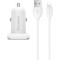 Автомобільний зарядний пристрій BOROFONE BZ12 Lasting 2xUSB-A, 2.4A White w/Lightning cable (BZ12L)