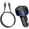 Автомобільний зарядний пристрій BOROFONE BZ14A Mercury 1xUSB-C, 1xUSB-A, PD20W, QC3.0 Black w/Type-C to Type-C cable (BZ14ACCB)