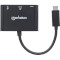 Порт-реплікатор MANHATTAN USB3.1 Type-C -> USB3.0/HDMI/USB-C (F) Black (152037)