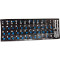 Наклейки на клавиатуру VOLTRONIC чёрные с синими буквами, EN/UA/RU (YT-KSMFB/RE-G)