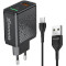 Зарядний пристрій GRAND-X CH-650 1xUSB-A, QC3.0, 18W Black w/Type-C cable (CH-650T)