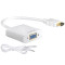 Адаптер MERLION HDMI - VGA+Audio White (YT-C-HDMI(M)/VGA(F)+AUX-W)