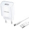 Зарядний пристрій USAMS T21 Single USB Travel Charger White w/Type-C cable (T21OCTC01)