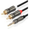 Кабель VEGGIEG mini-jack 3.5 мм - 2RCA 3м Black (YT-AR2-3)