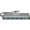 Порт-репликатор VEGGIEG USB-C to USB3.0x4/HDMIx2/VGA/jack3.5/SD/TF/RJ45/PD Silver (TC12)