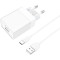 Зарядний пристрій BOROFONE BA47A Mighty 1xUSB-A, QC3.0, 18W White w/Type-C cable