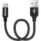 Кабель COLORWAY Nylon Braided USB to Type-C 2.4A 0.25м Black (CW-CBUC048-BK)