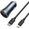 Автомобільний зарядний пристрій BASEUS Golden Contactor Pro Dual QC U+C 40W Dark Gray w/Type-C to Lightning cable (TZCCJD-B0G)