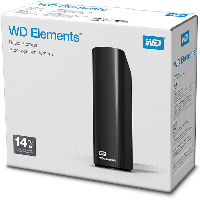 Внешний жёсткий диск WD Elements Desktop 16TB USB3.0 (WDBWLG0160HBK-EESN)