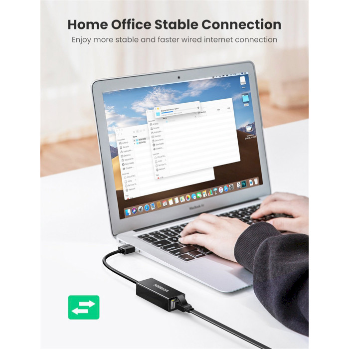 Мережевий адаптер UGREEN CR110 USB 2.0 Ethernet Adapter Black (20254)
