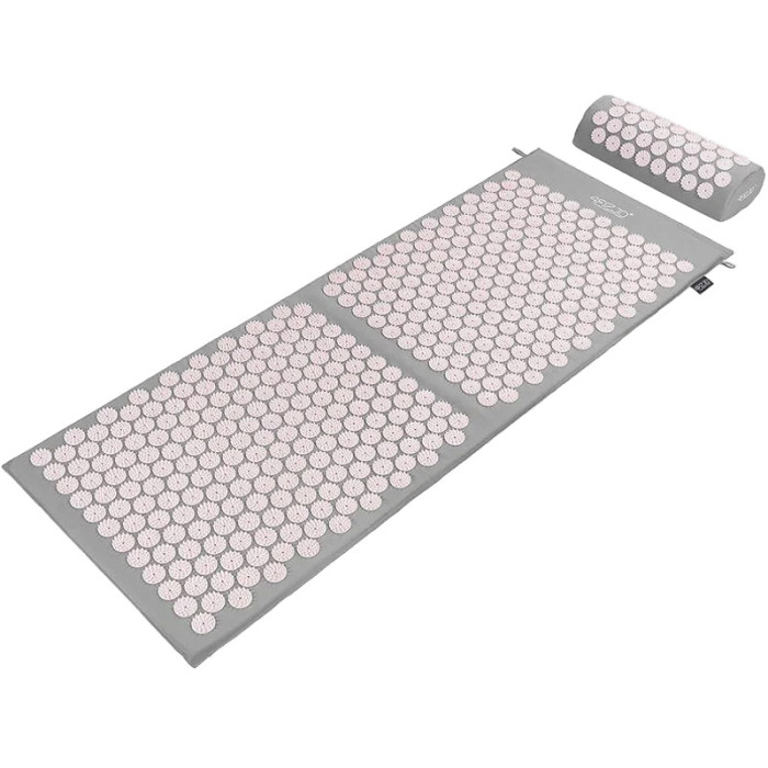 Акупунктурний килимок (аплікатор Кузнєцова) з валиком 4FIZJO Classic Mat XL 128x48cm Gray/Pink (4FJ0288)