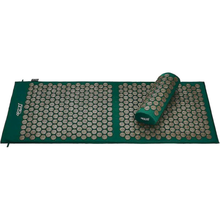 Акупунктурний килимок (аплікатор Кузнєцова) з валиком 4FIZJO 128x48cm Navy Green/Gold (4FJ0289)