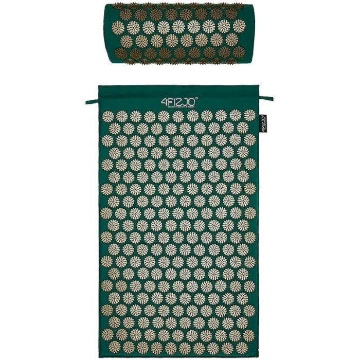Акупунктурный коврик (аппликатор Кузнецова) с валиком 4FIZJO 72x42cm Navy Green/Gold (4FJ0286)