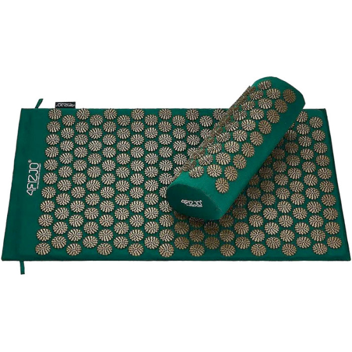 Акупунктурний килимок (аплікатор Кузнєцова) з валиком 4FIZJO 72x42cm Navy Green/Gold (4FJ0286)
