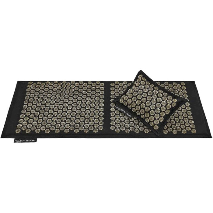 Акупунктурний килимок (аплікатор Кузнєцова) з подушкою 4FIZJO Eco Mat 130x50cm Black/Gold (4FJ0291)