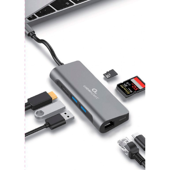 Порт-репликатор CABLEXPERT 5-in-1 USB-C to HDMI/USB3.0/PD/LAN (A-CM-COMBO5-01)