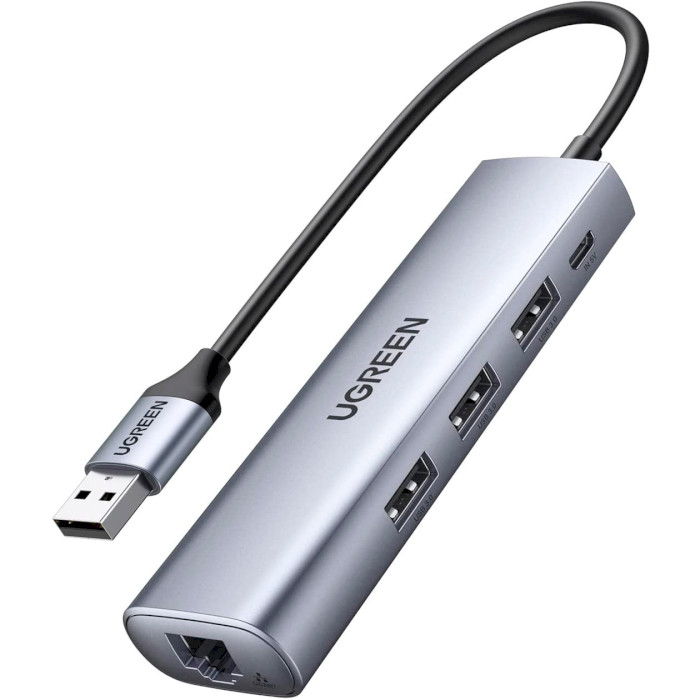 Сетевой адаптер с USB хабом UGREEN USB 3.0 Hub with Gigabit Ethernet Adapter (60812)