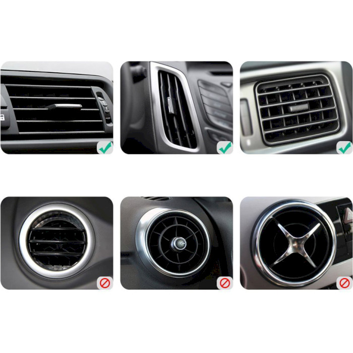 Автотримач для смартфона UGREEN LP120 Air Vent Mount Phone Holder Black/Gray (30283)