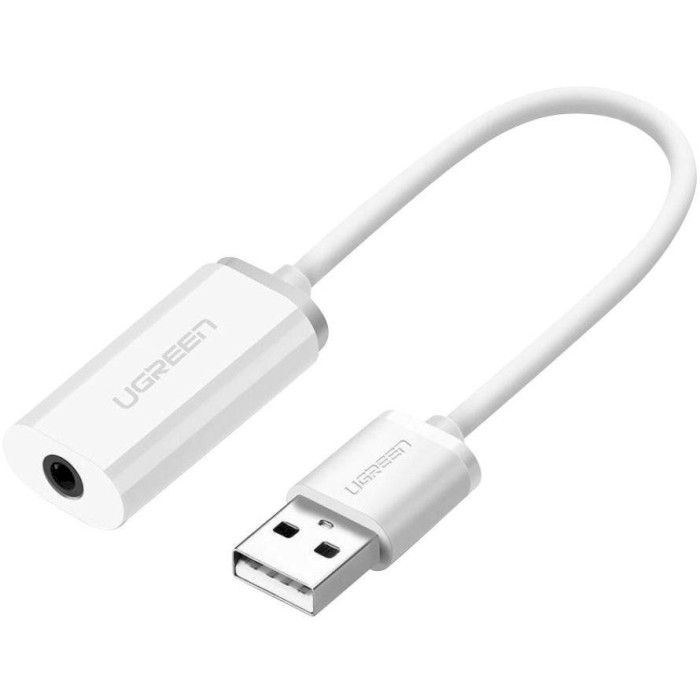 Внешняя звуковая карта UGREEN US206 USB 2.0 to Jack 3.5mm White (30712)