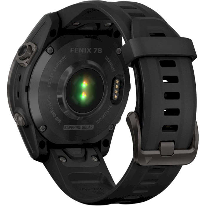 Смарт-часы GARMIN Fenix 7S Sapphire Solar 42mm Carbon Gray DLC Titanium with Black Silicone Band (010-02539-25)