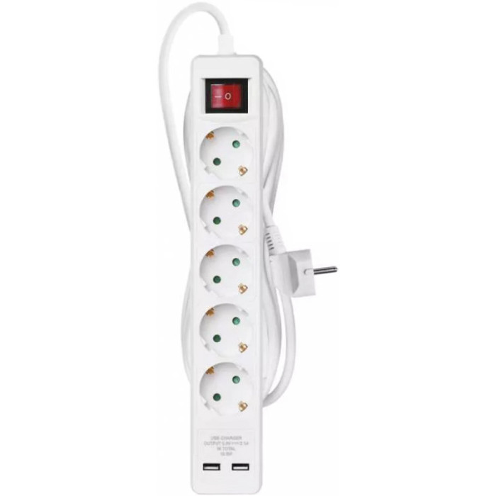 Мережевий фільтр EMOS P1523RU White, 5 розеток, 2xUSB, 3м