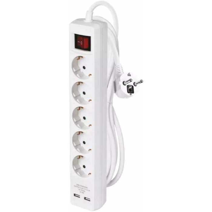 Мережевий фільтр EMOS P1523RU White, 5 розеток, 2xUSB, 3м